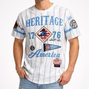 Heritage by America Men’s XL Baseball Jersey HRTG Patches Streetwear Vandals 76
